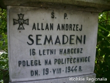 Nagrobek Allana Andrzeja Semadeni na cmentarzu ewangelicko-reformowanym