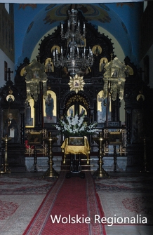 Wnętrze cerkwi pod wezwaniem św. Jana Klimaka na cmentarzu prawosławnym