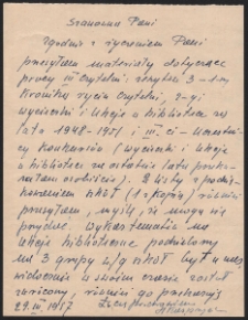 Korespondencja w sprawie materiałów dotyczących pracy III Czytelni