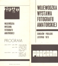 Program Wojewódzkiej Wystawy Fotografii Amatorskiej, Sokołów Podlaski 11.1973r. Wśród prac zdjęcia Edwarda Kołodziejczyka.